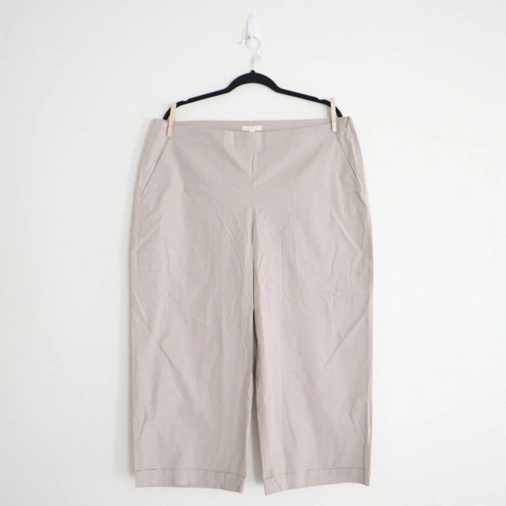 Eileen Fisher Light Taupe Cropped Wide-Leg Pants NWT - Picture 3 of 12